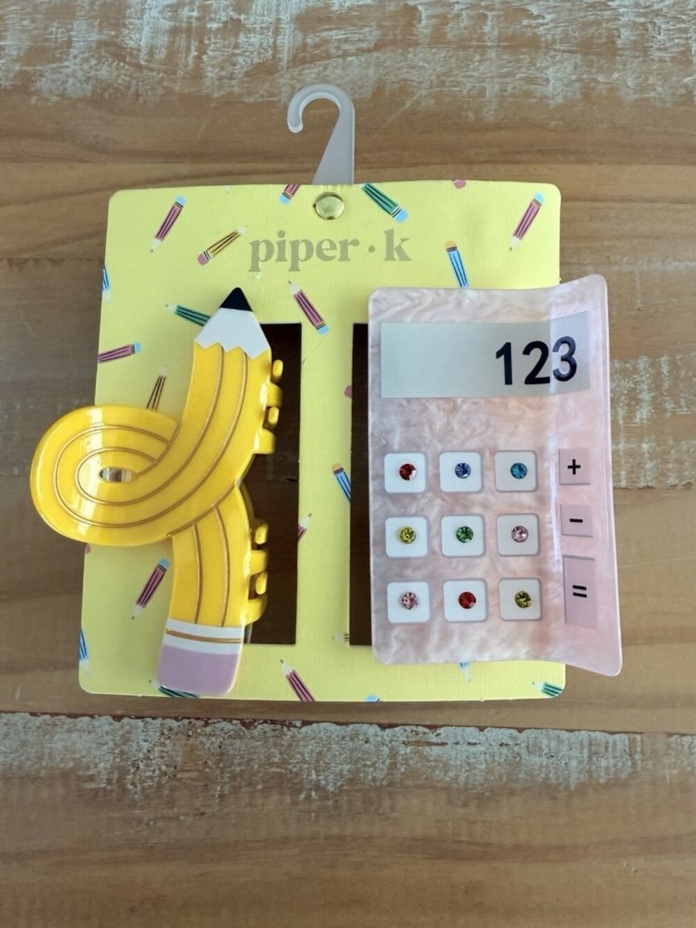Piper•K Pencil & Calculator Hair Claw Clip Back To School NEW Teacher